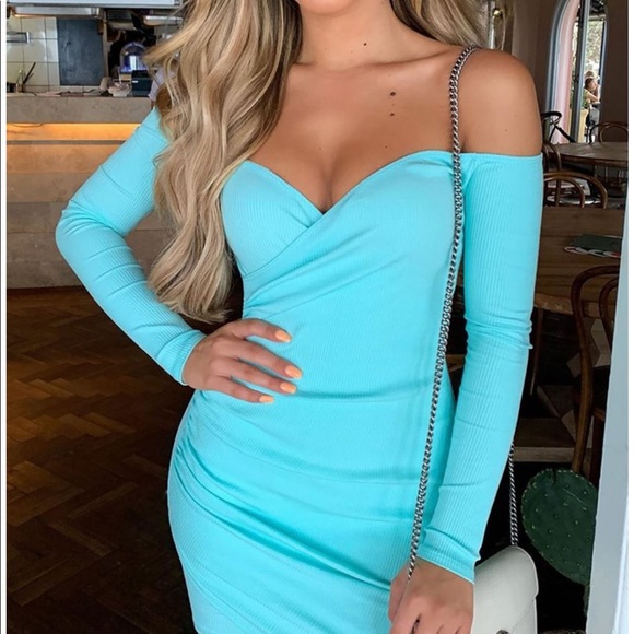 Fashionnova Night We Met Off Shoulder Dress -Mint - Picture 2 of 3
